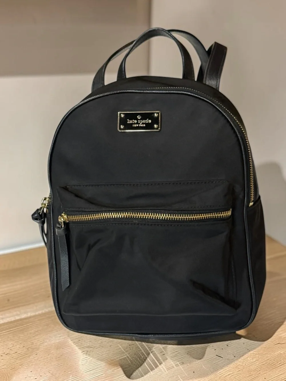 kate spade Black Nylon Backpack with Gold Hardware